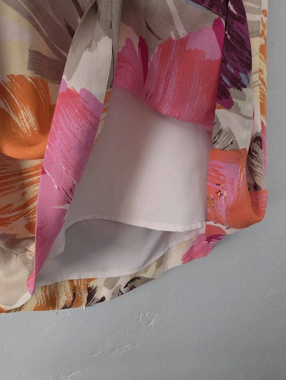 BCBG Sill Floral Ruffle Neck Sleeveless Dress in Pink & Orange - Picture 6 of 8